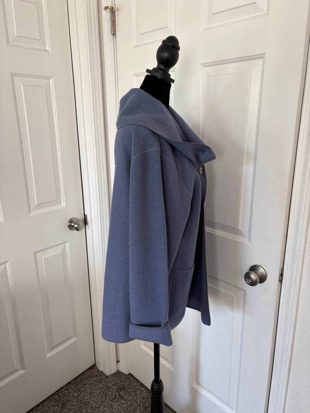 Herman Geist Shawl Collar Button Front Jacket — Dusty Blue - Picture 5 of 13